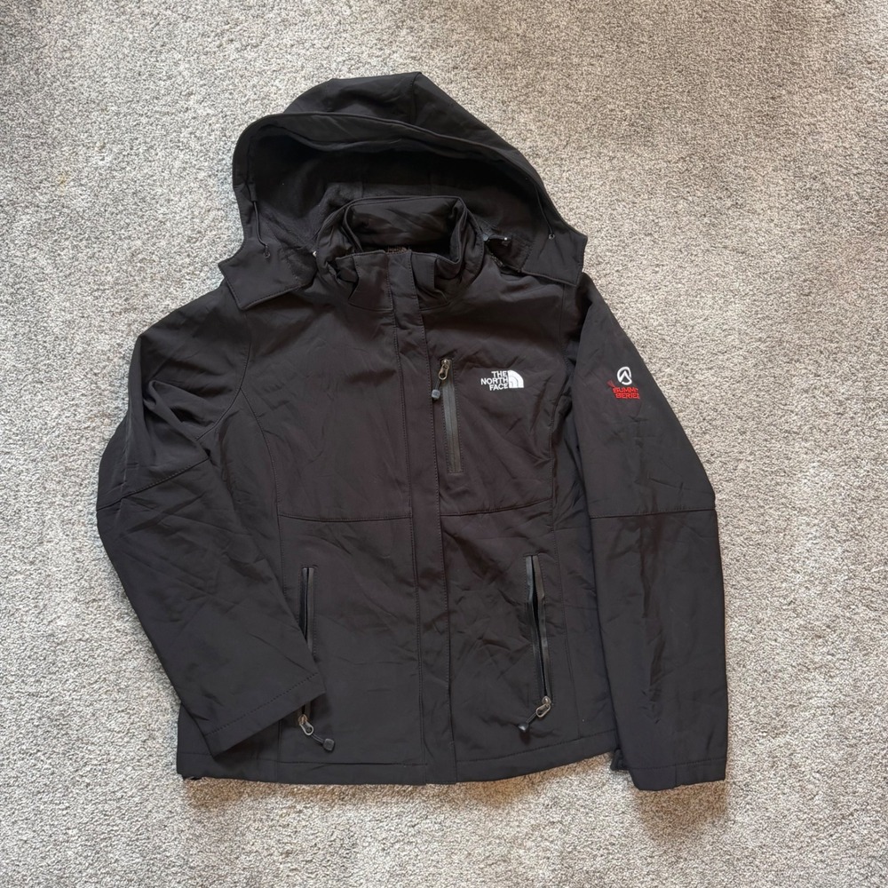 The North Face Summit Series Black Softshell Hooded Jacket Womens XL